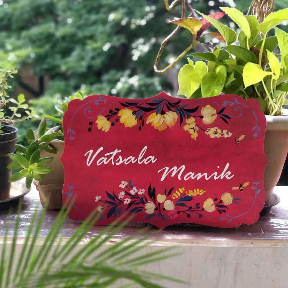 Hand-painted Customized Name Plate - Victorian Yellow Floral