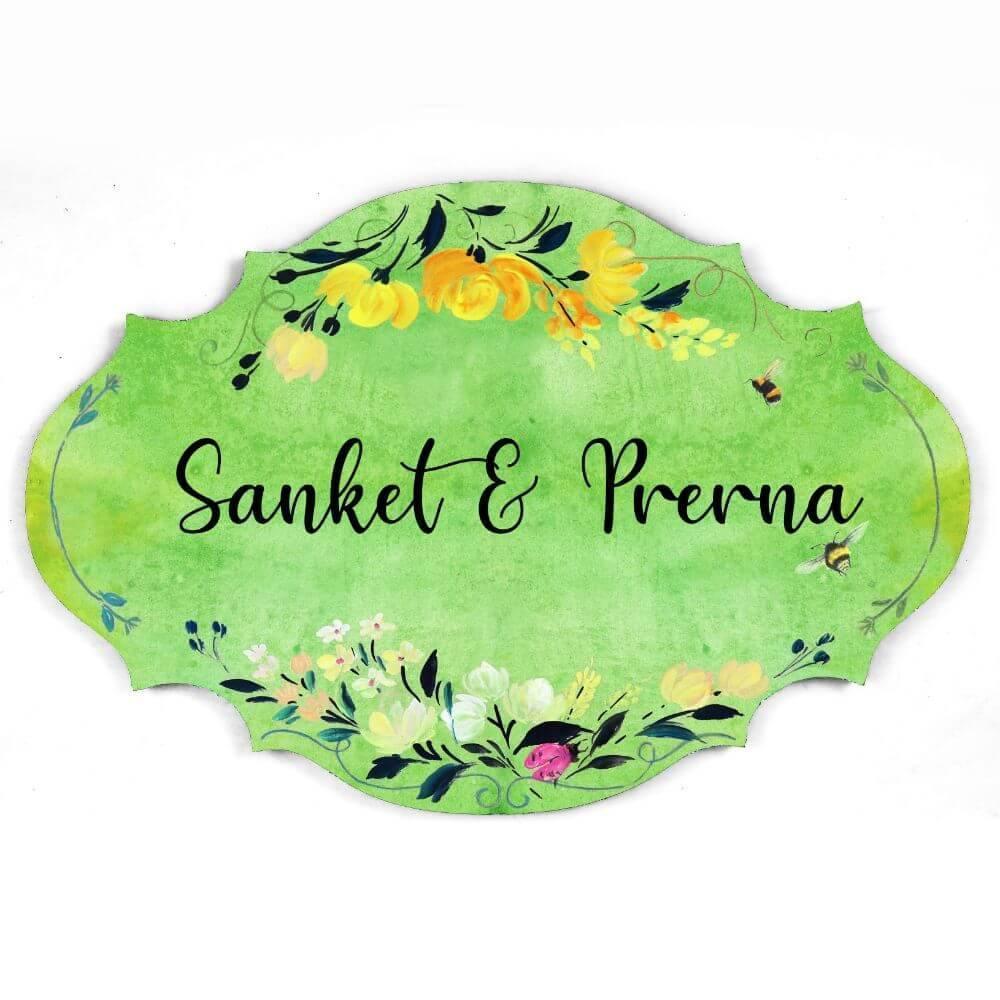 Hand-painted Customized Name Plate - Victorian Yellow Floral