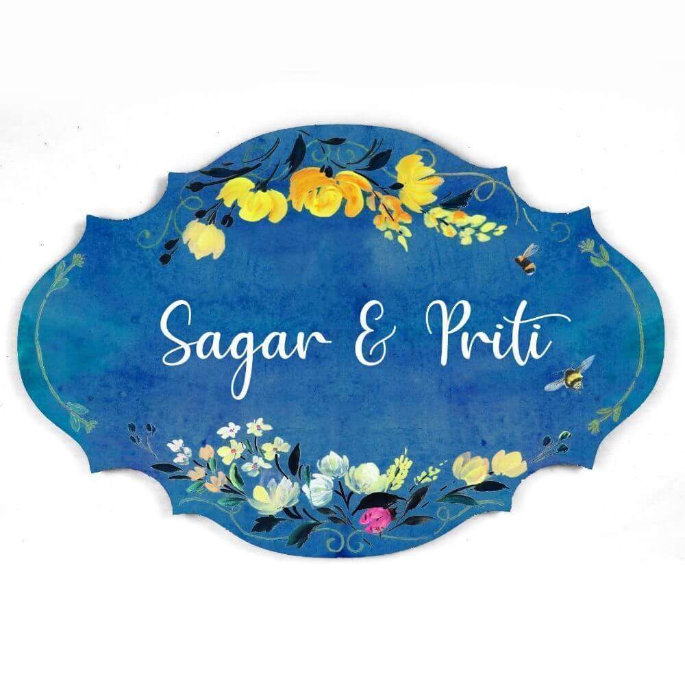 Hand-painted Customized Name Plate - Victorian Yellow Floral