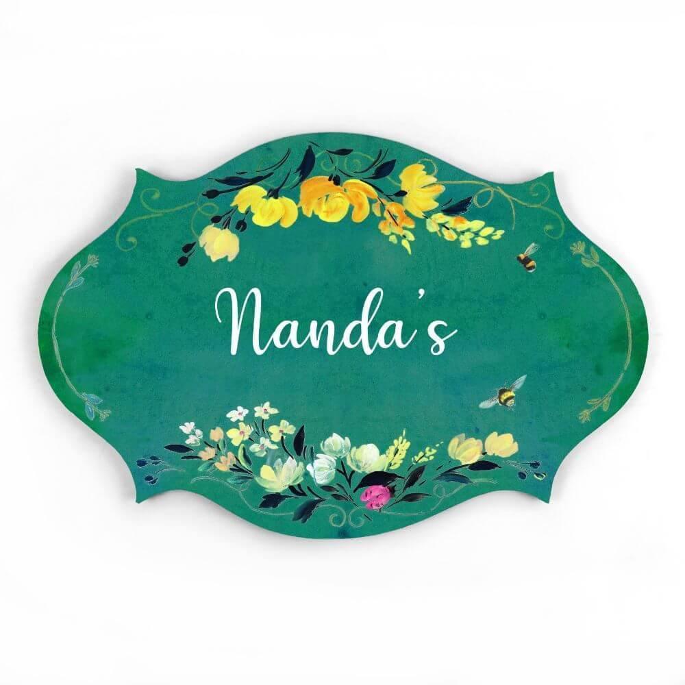 Hand-painted Customized Name Plate - Victorian Yellow Floral
