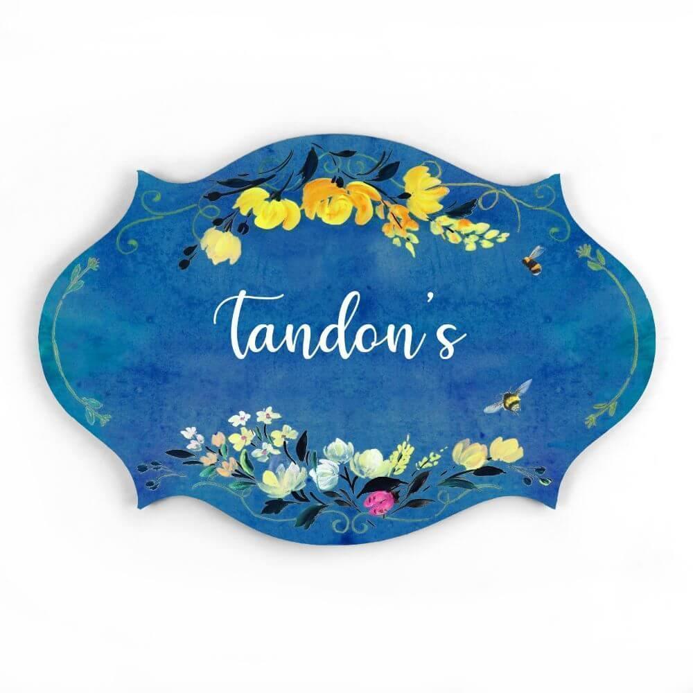 Hand-painted Customized Name Plate - Victorian Yellow Floral