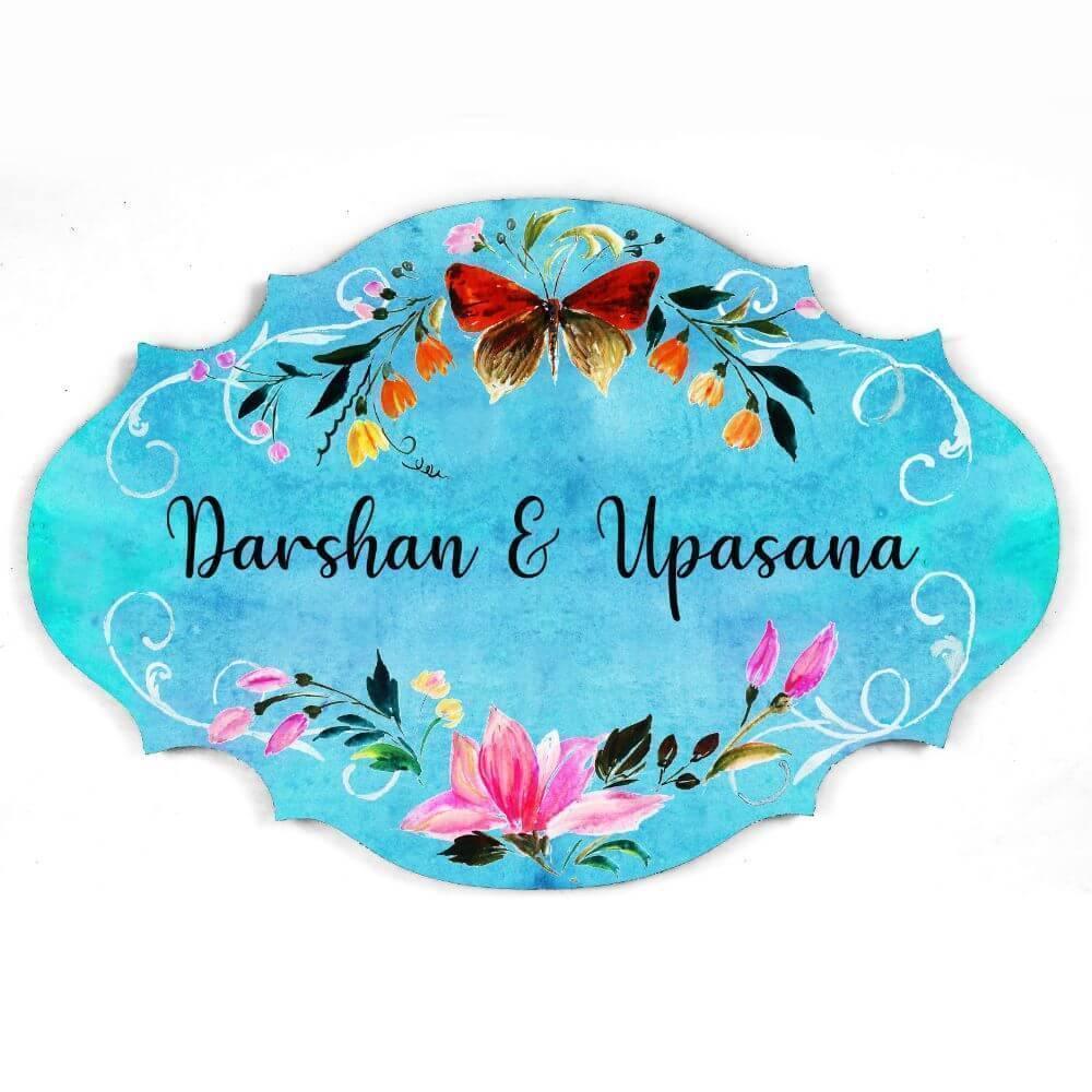 Hand-painted Customized Name Plate - Victorian Butterfly Floral