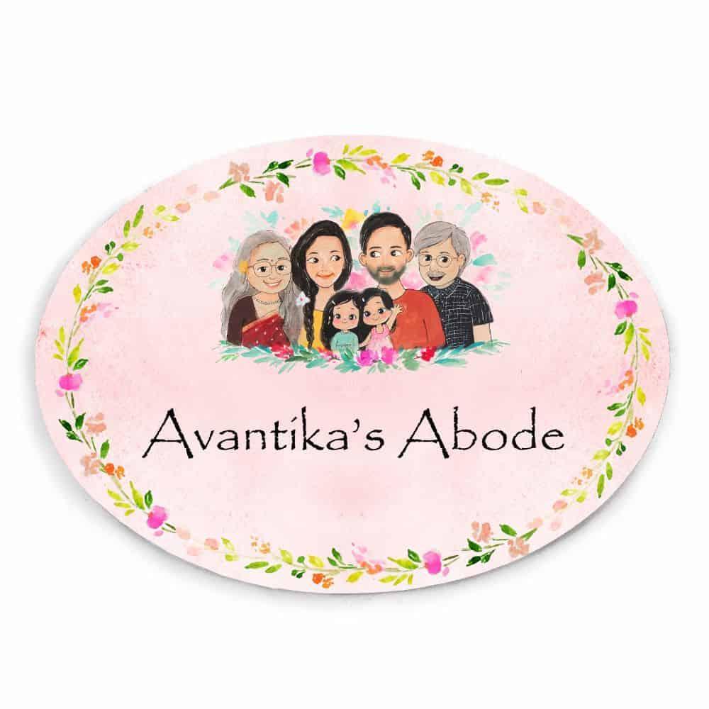 Hand-painted Customized Name Plate - Family of 6 - Oval