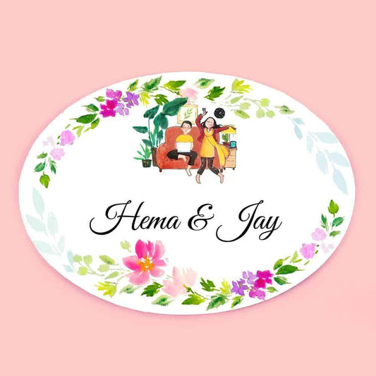 Hand-painted Dancing Girl Name Plate - Oval