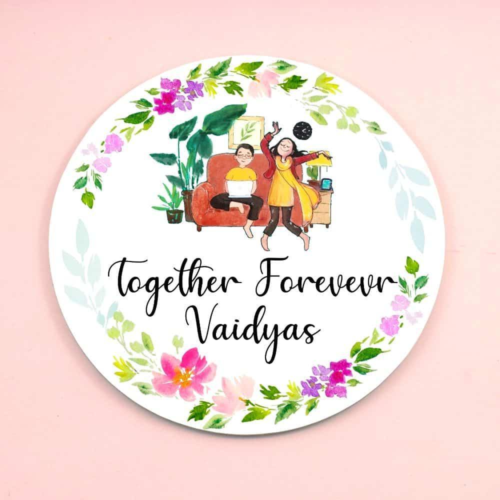 Hand-painted Dancing Girl Name Plate - Round