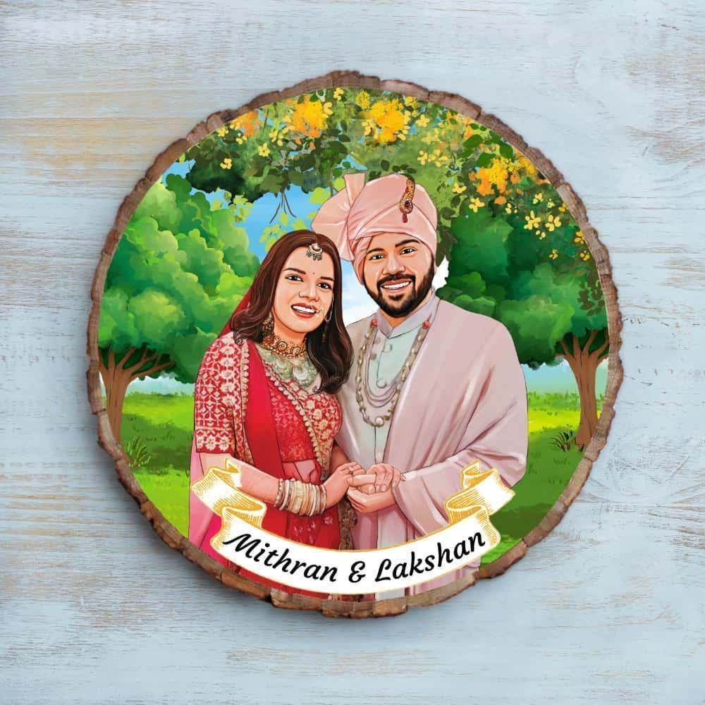 Photo Caricature Nameplate - Wedding Couple - Forever in Nature