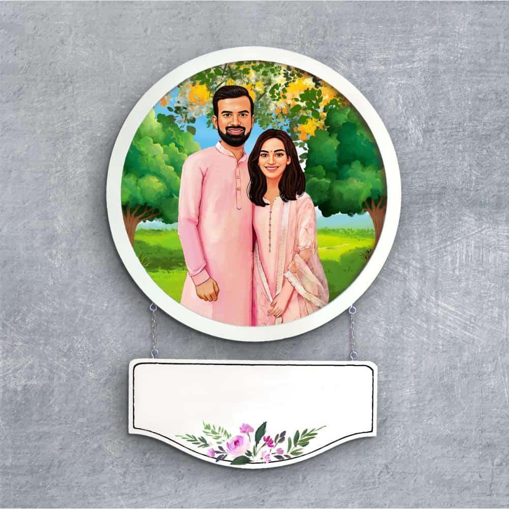 Photo Caricature Nameplate - Wedding Couple - Forever in Nature