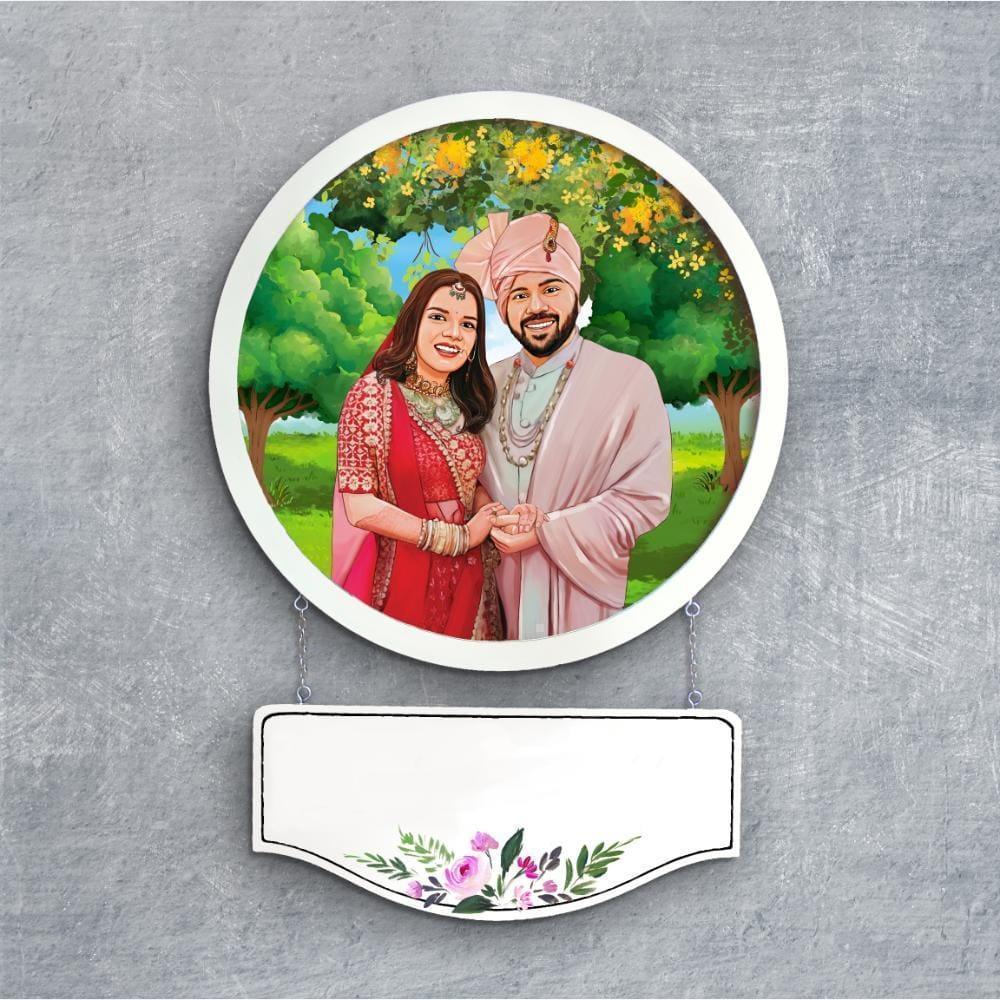 Photo Caricature Nameplate - Wedding Couple - Forever in Nature