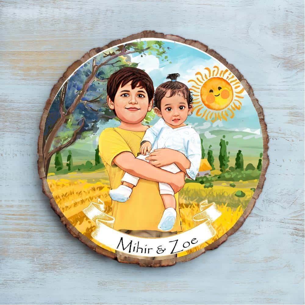 Photo Caricature Nameplate - Childhood - Little Buddies