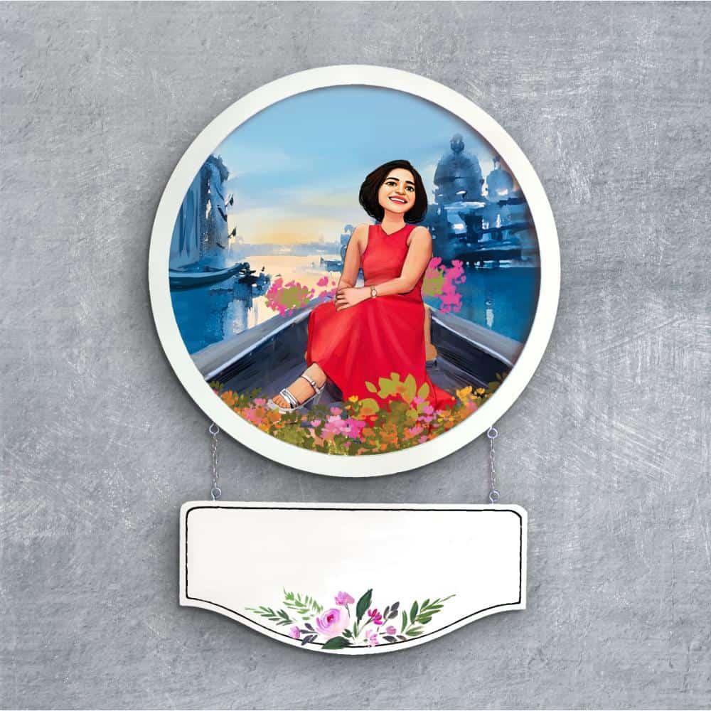 Photo Caricature Nameplate - Picture Perfect - Serene Boat Ride