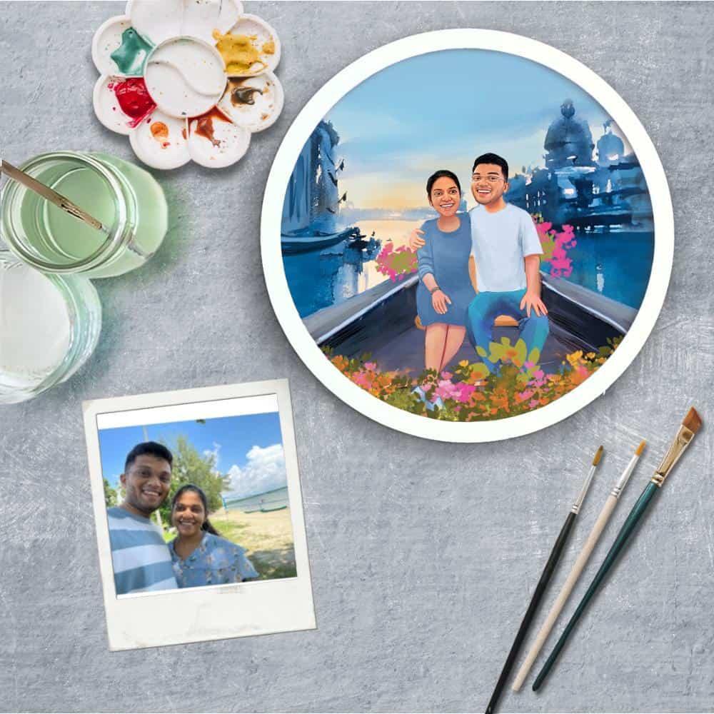 Photo Caricature Nameplate - Picture Perfect - Serene Boat Ride