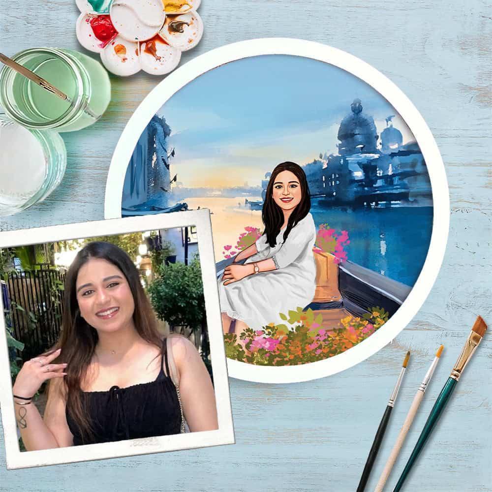 Photo Caricature Nameplate - Picture Perfect - Serene Boat Ride