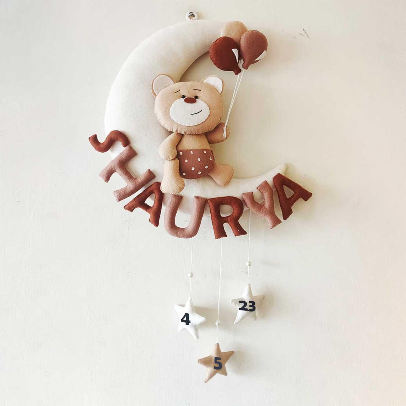 Teddy on the Moon - Felt Name Plate