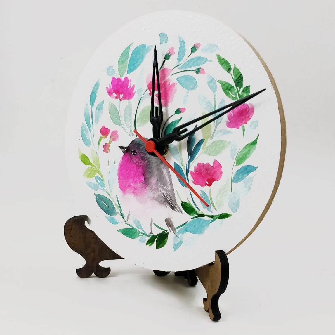 Bird Floral - Hand-painted Table Clock