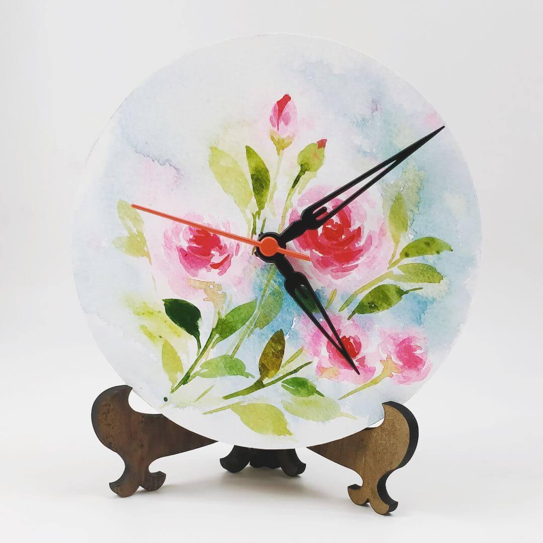 Floral Blast - Hand-painted Table Clock
