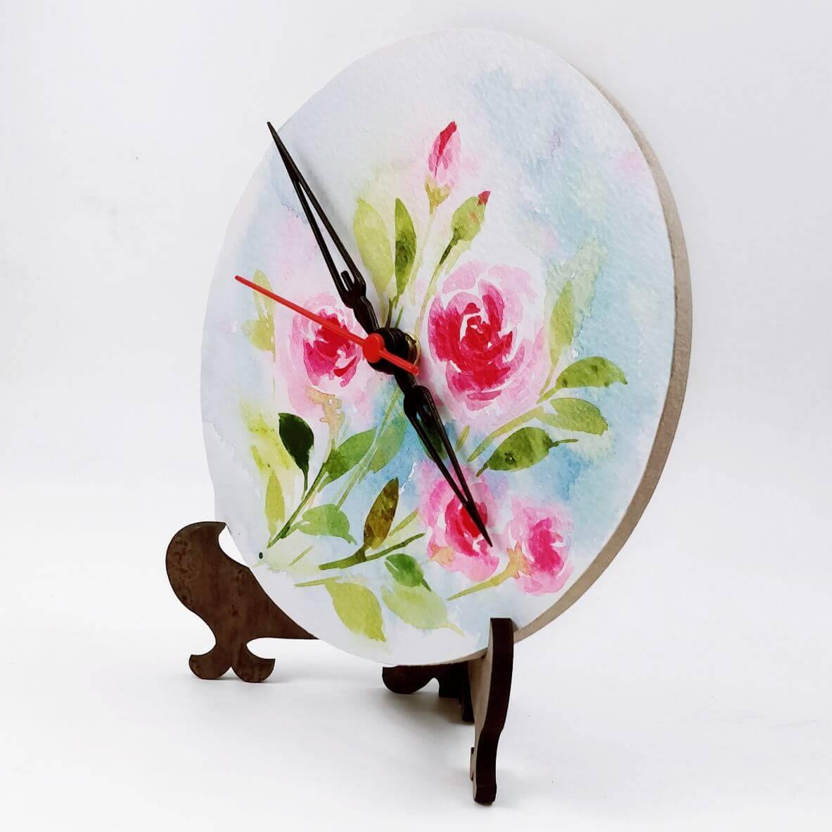 Floral Blast - Hand-painted Table Clock