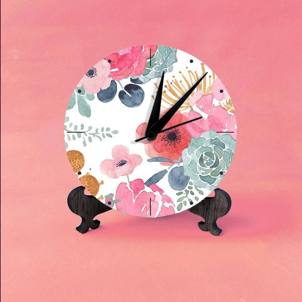 Flower Accents Table Clock