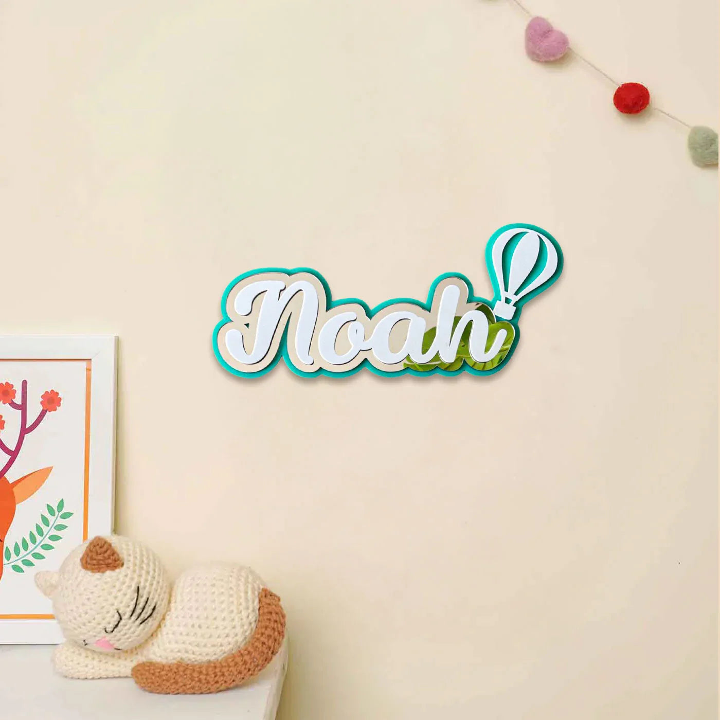 3 Layer Name Plaque - Silver White with Multiple Motif