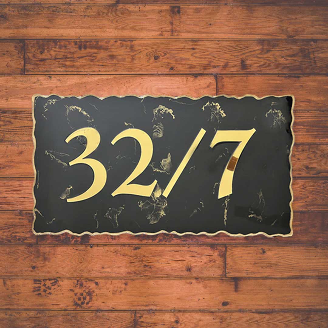 Black and Gold Marble Resin Nameplate