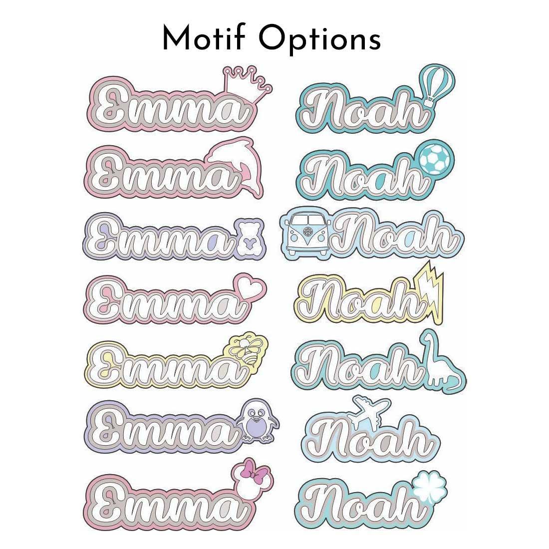 3 Layer Name Plaque - Silver White with Multiple Motif