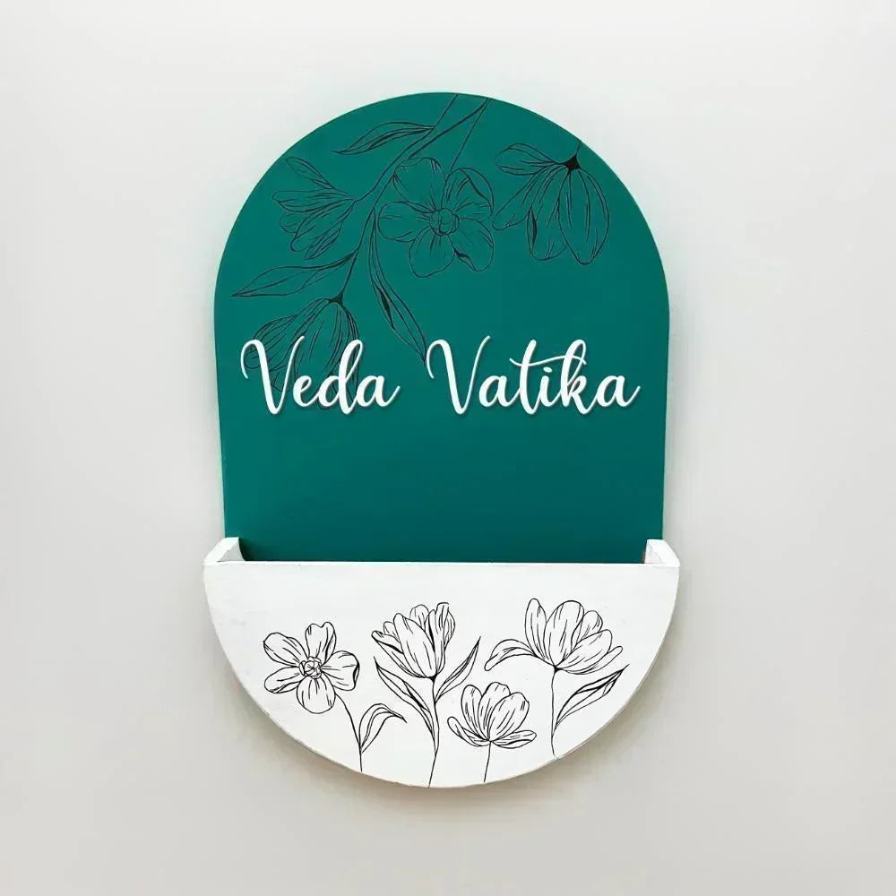 Round Planter Name Plate - Cacti Green