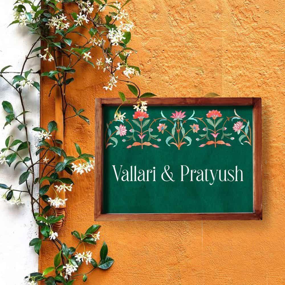 Veli - Handcrafted Framed Nameplate - Pink & Green