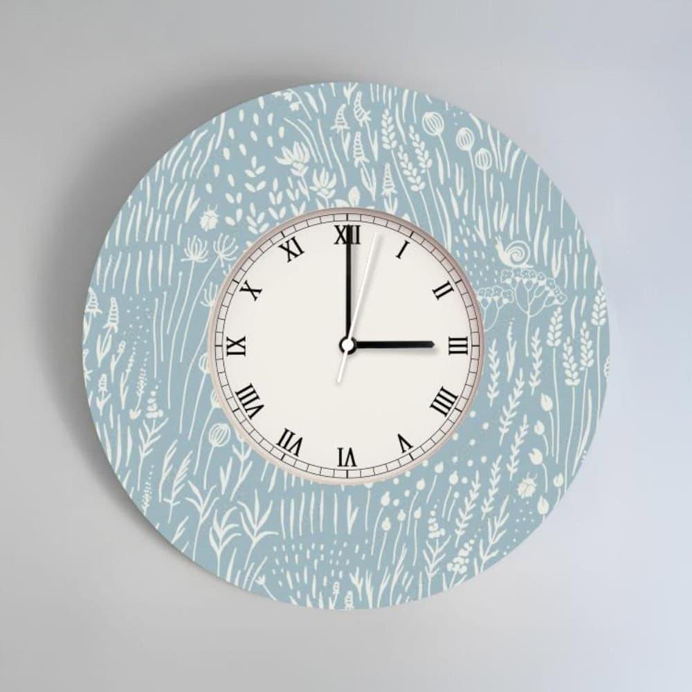 Garden Hour β Teal Sketch Wall Clock