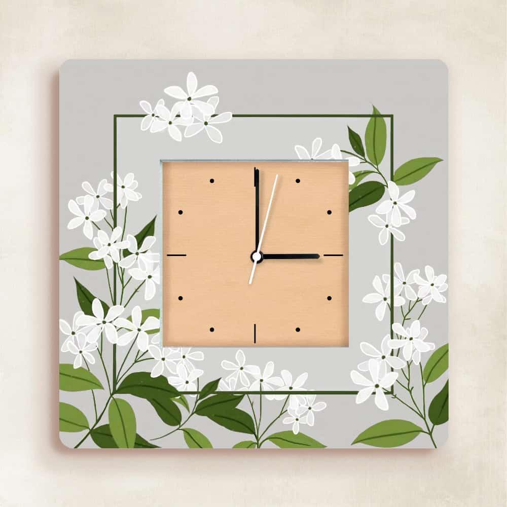 Soft Hour Bloom β Misty Green Floral Clock