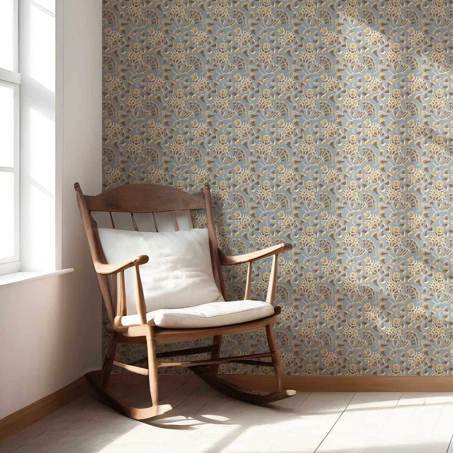 Buti Cascade Wallpaper - Misty Blue