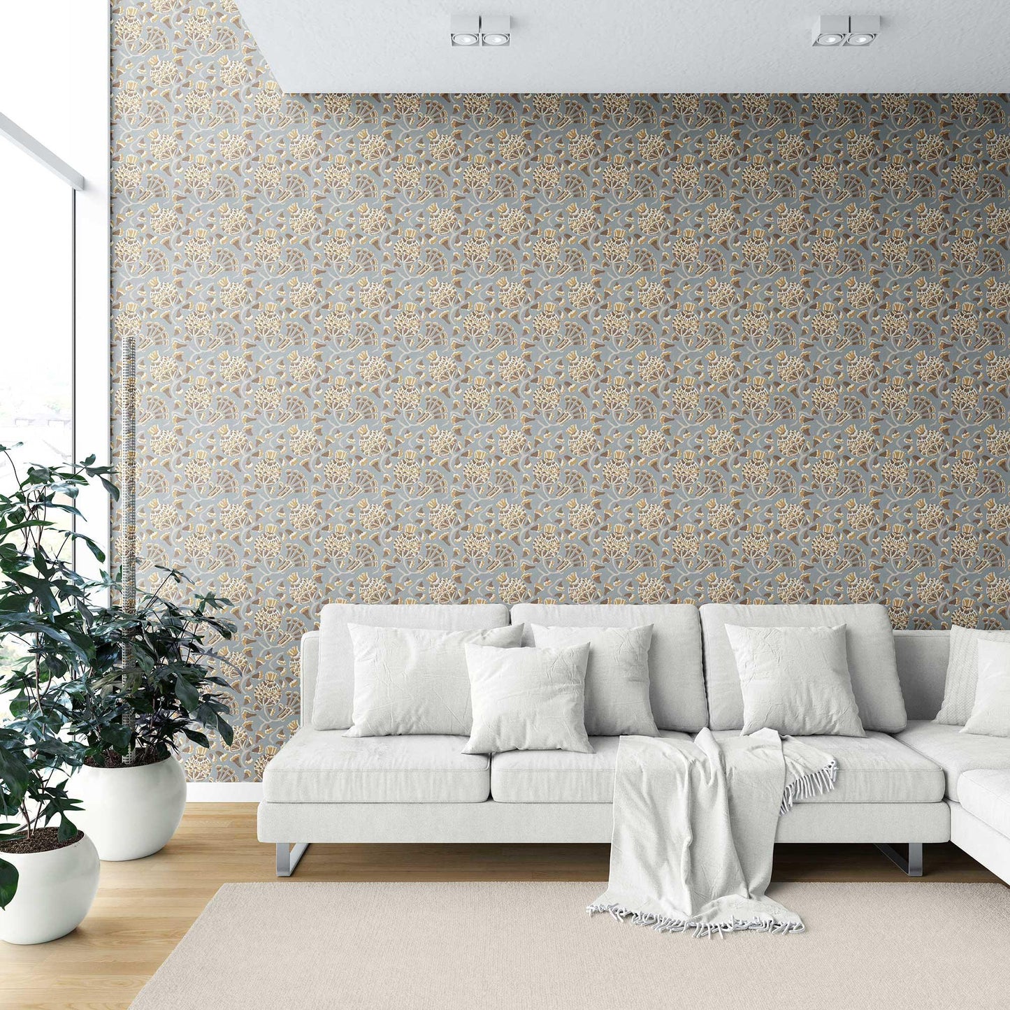 Buti Cascade Wallpaper - Misty Blue