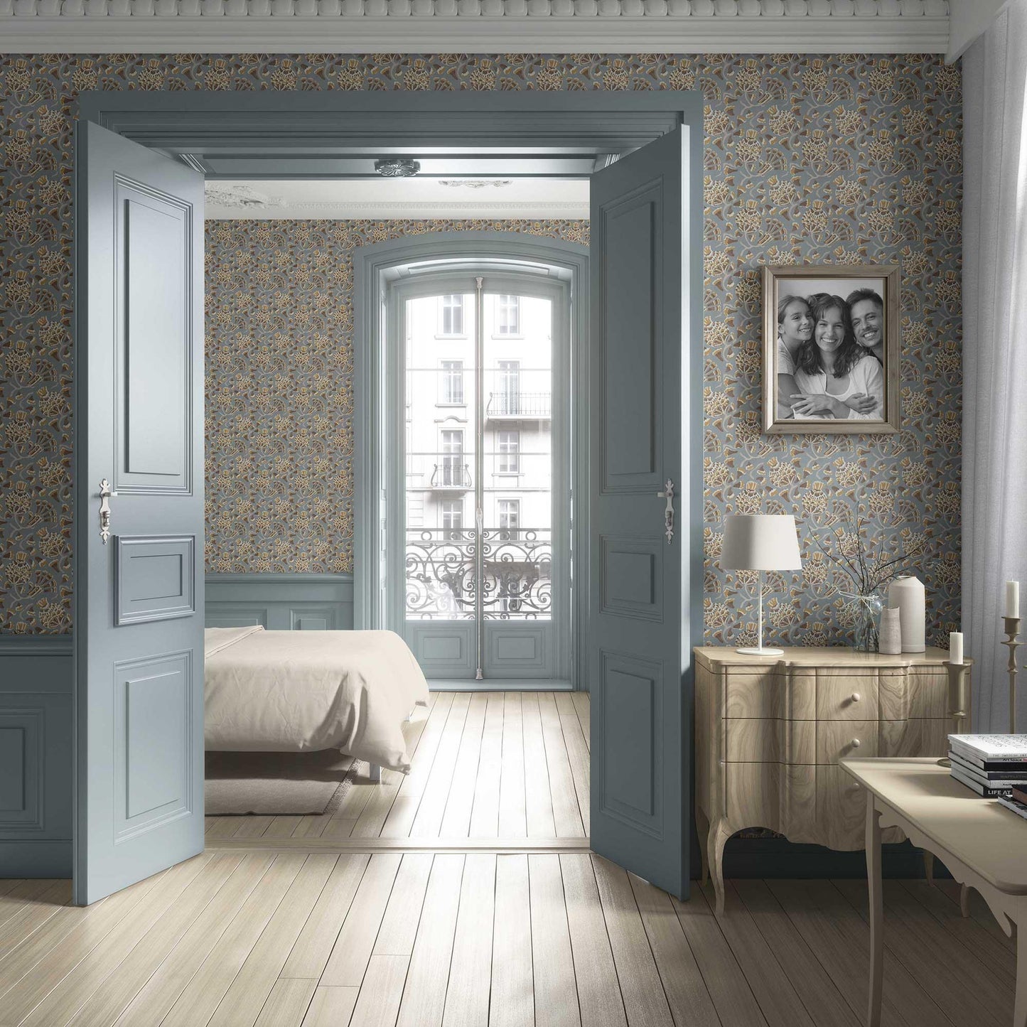 Buti Cascade Wallpaper - Misty Blue