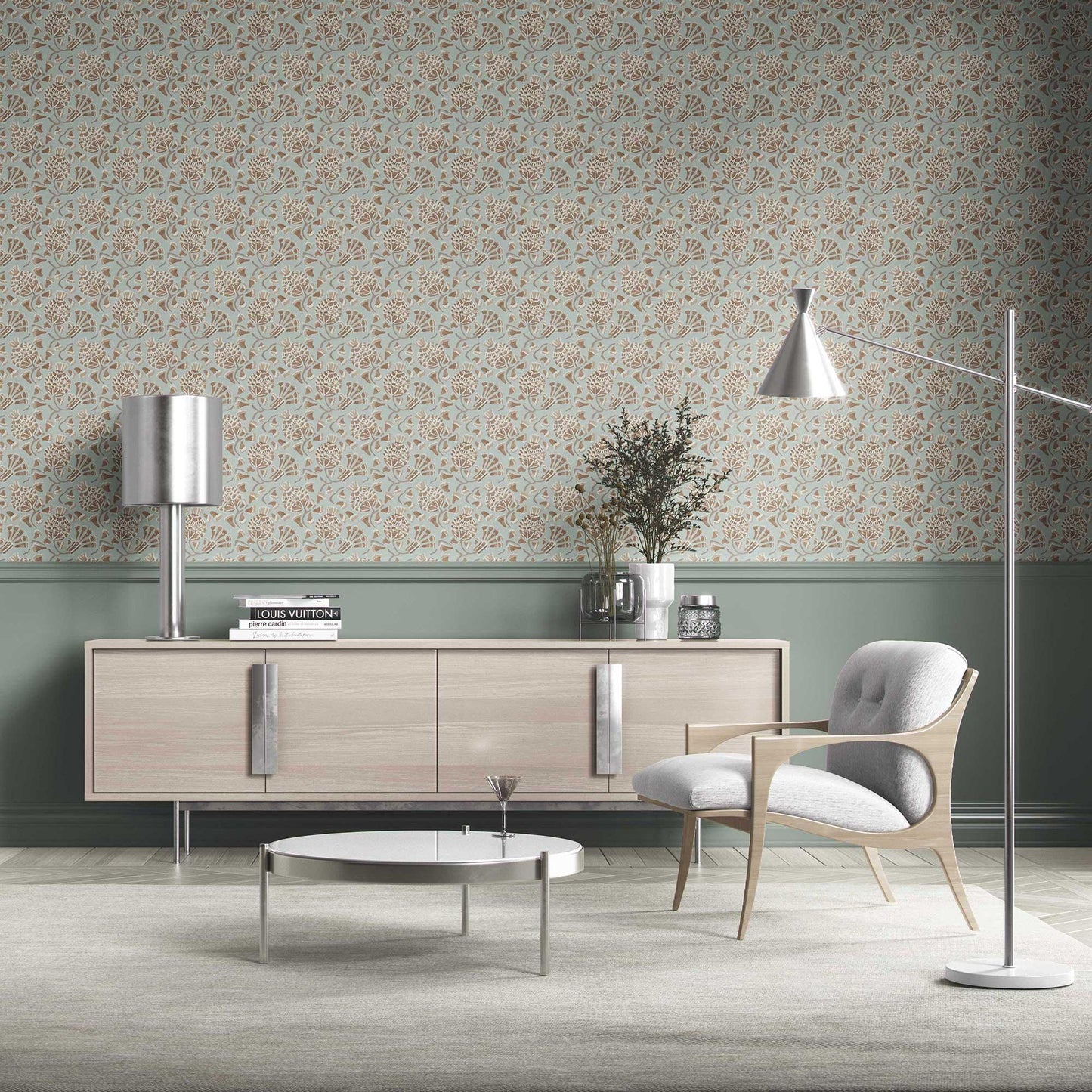 Buti Cascade Wallpaper - Dusty Aqua