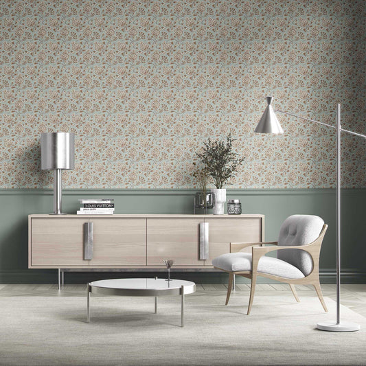 Buti Cascade Wallpaper - Dusty Aqua