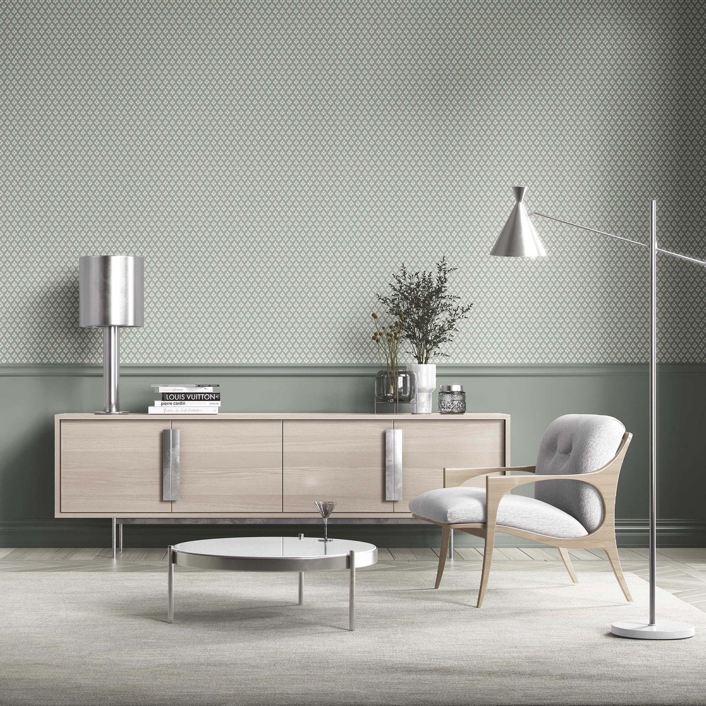 Trellis Bloom Wallpaper - Misty Sage
