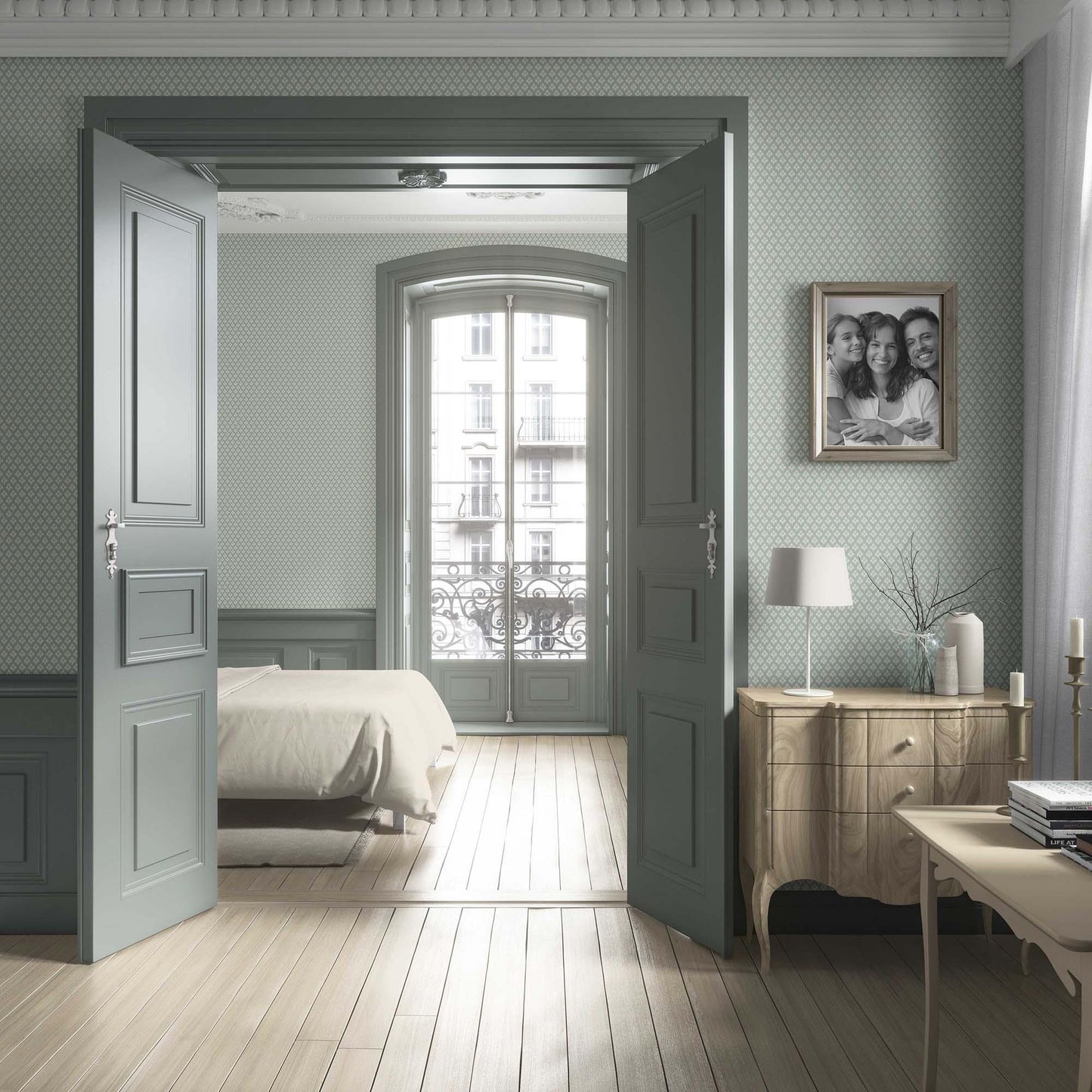 Trellis Bloom Wallpaper - Moss Grey