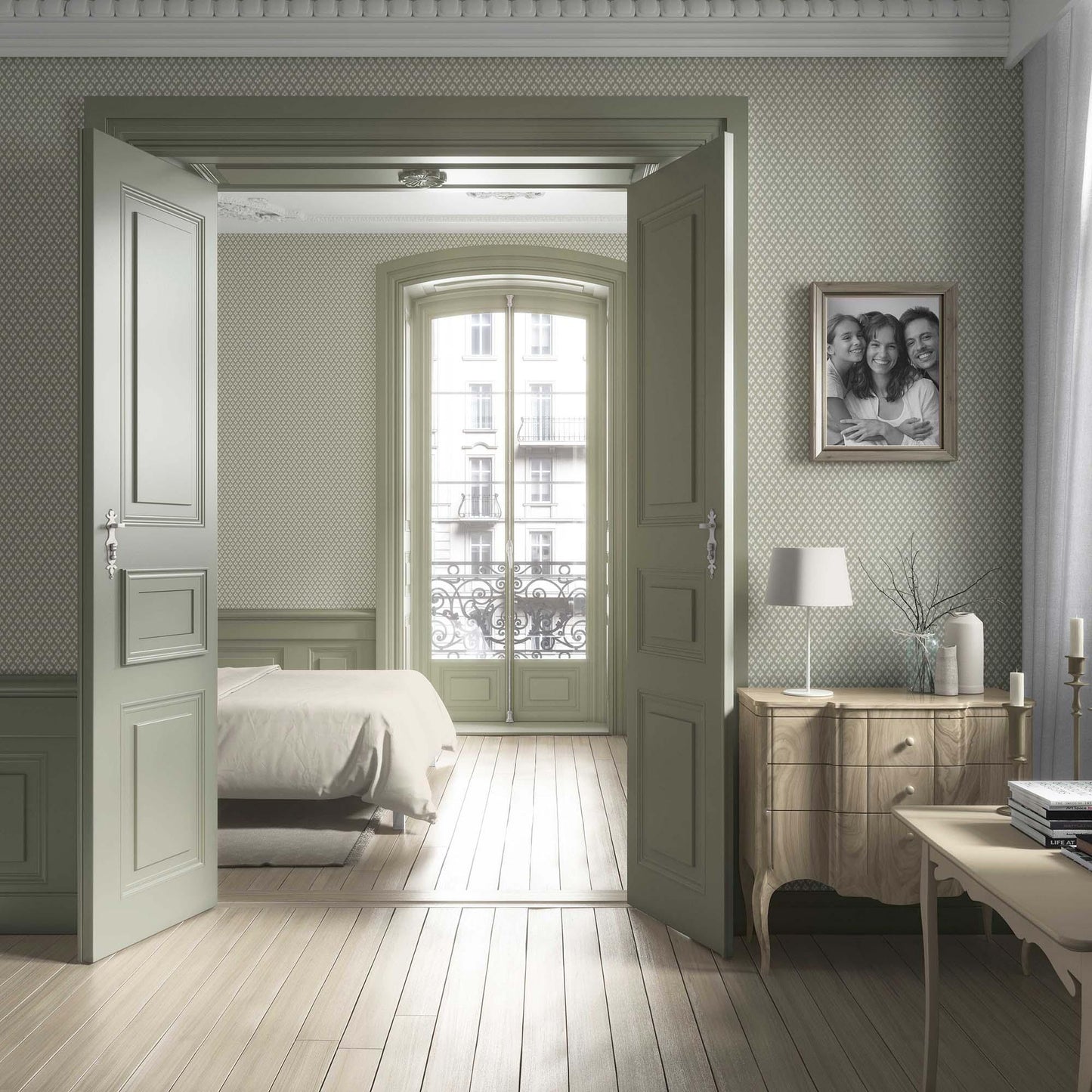 Trellis Bloom Wallpaper - Celery Mist