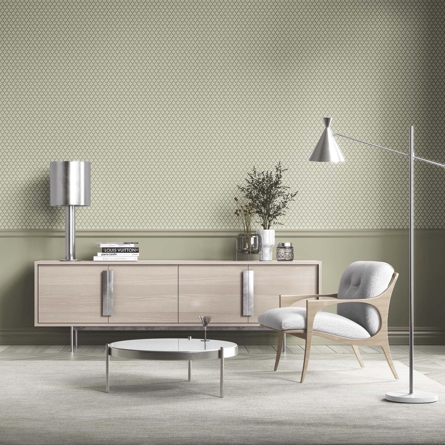 Trellis Bloom Wallpaper - Celery Mist