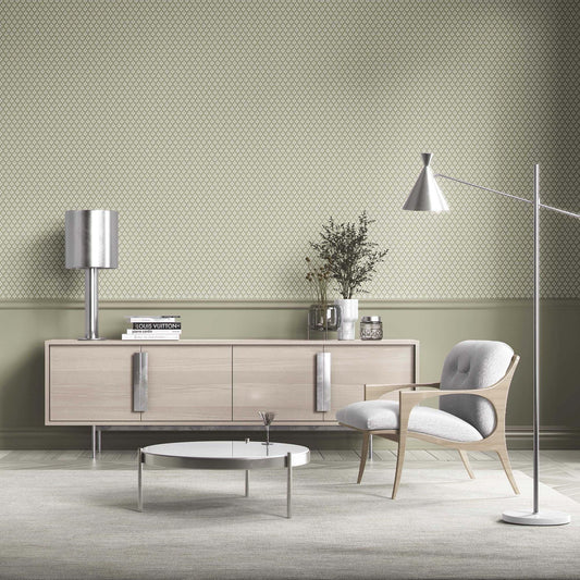 Trellis Bloom Wallpaper - Celery Mist