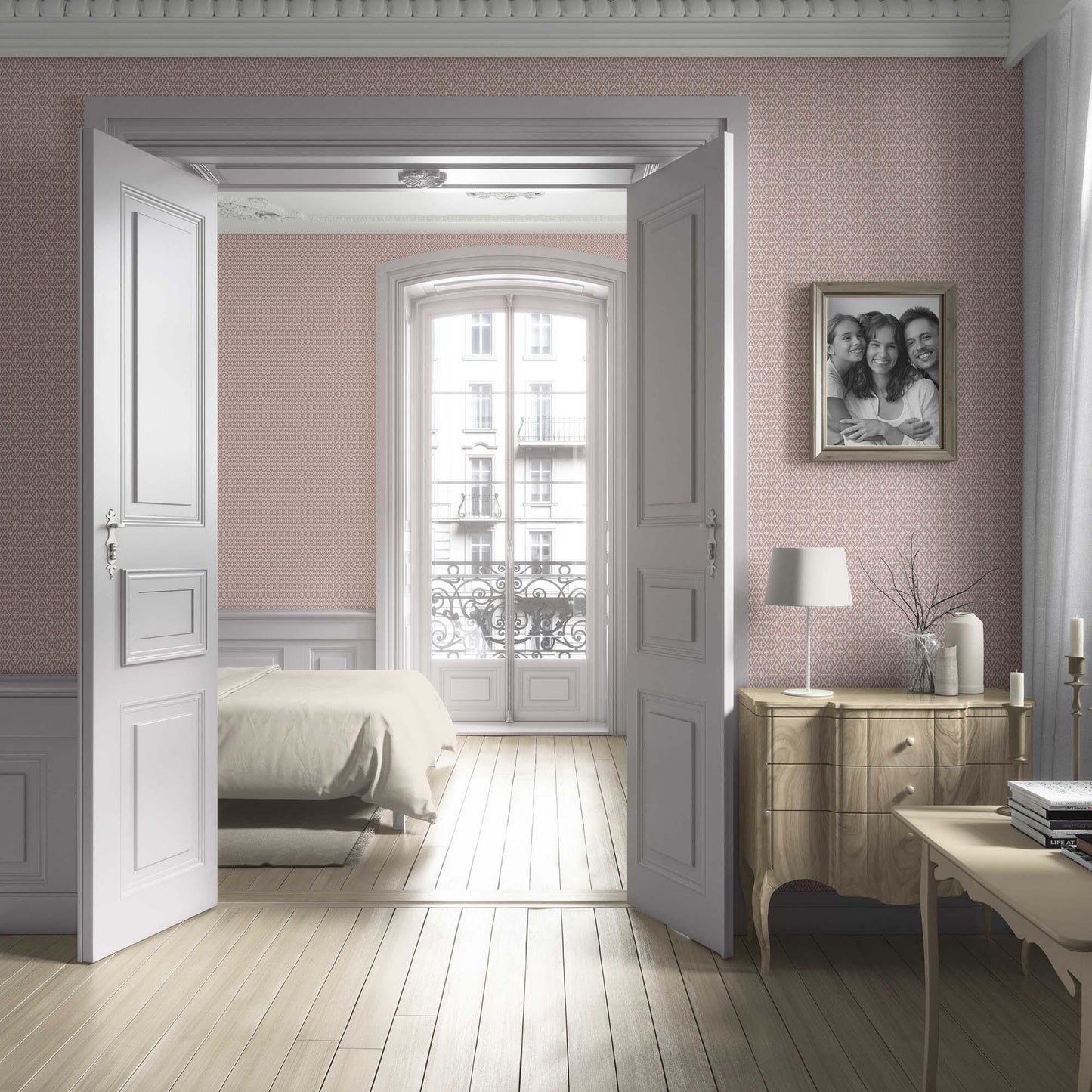 Mughal Grid Wallpaper - Coral Dust