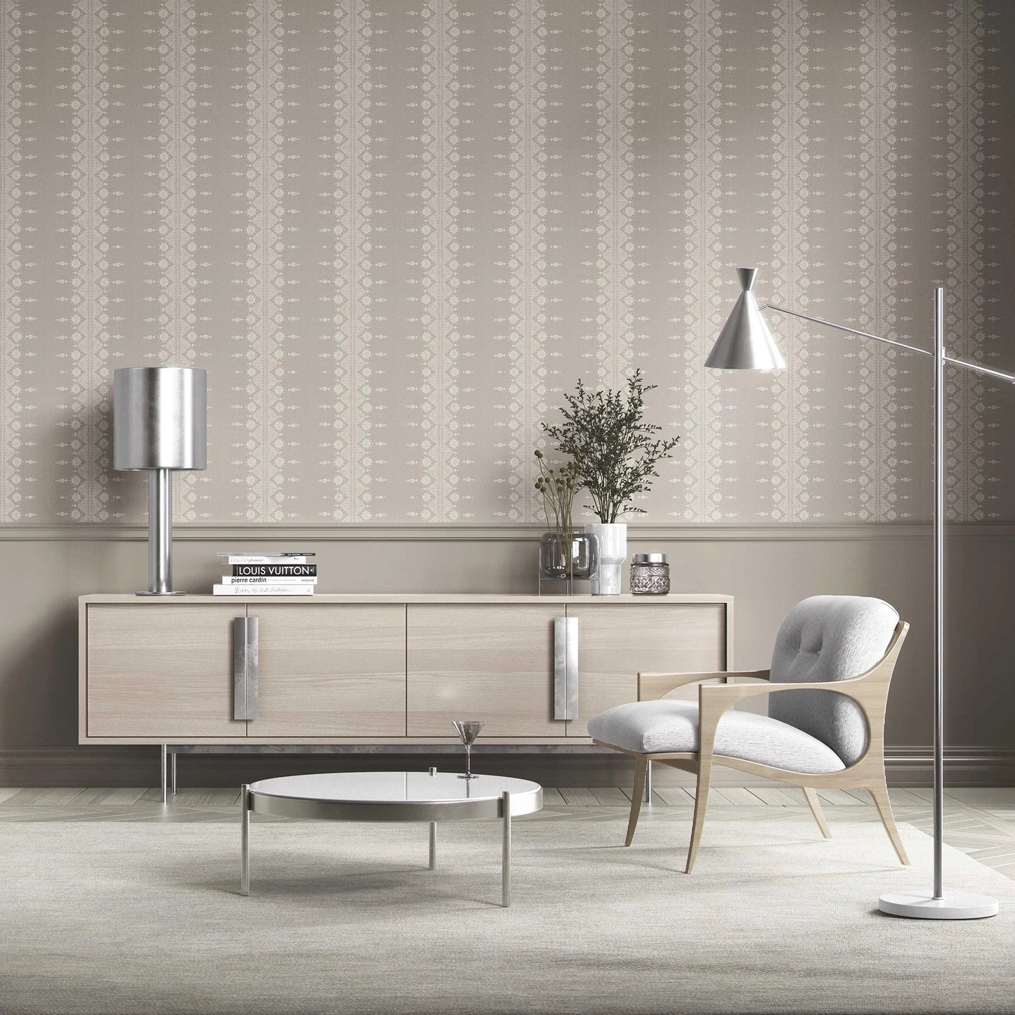 Zari Lineage Wallpaper - Misty Taupe