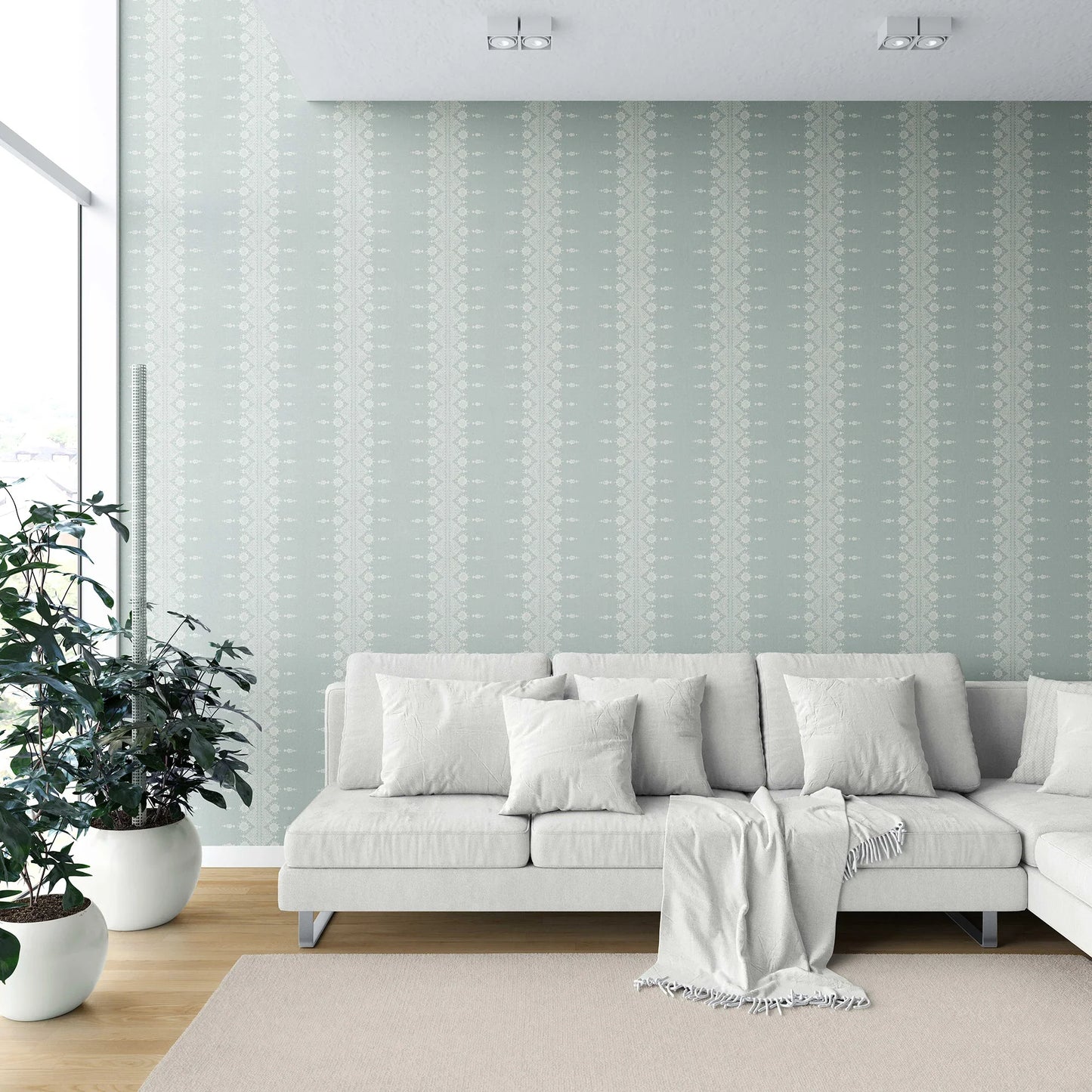 Zari Lineage Wallpaper - Celadon Mist