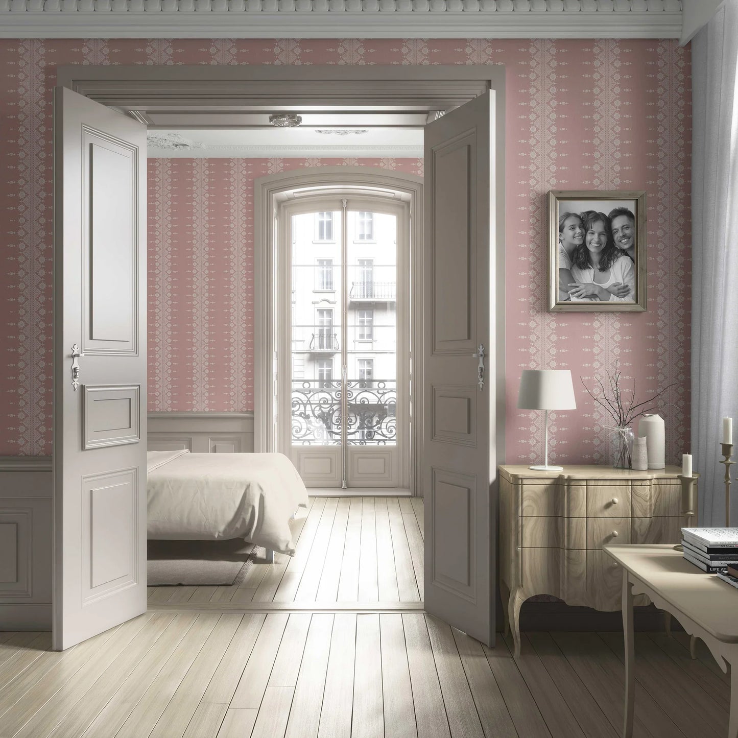 Zari Lineage Wallpaper - Dusty Rosewood