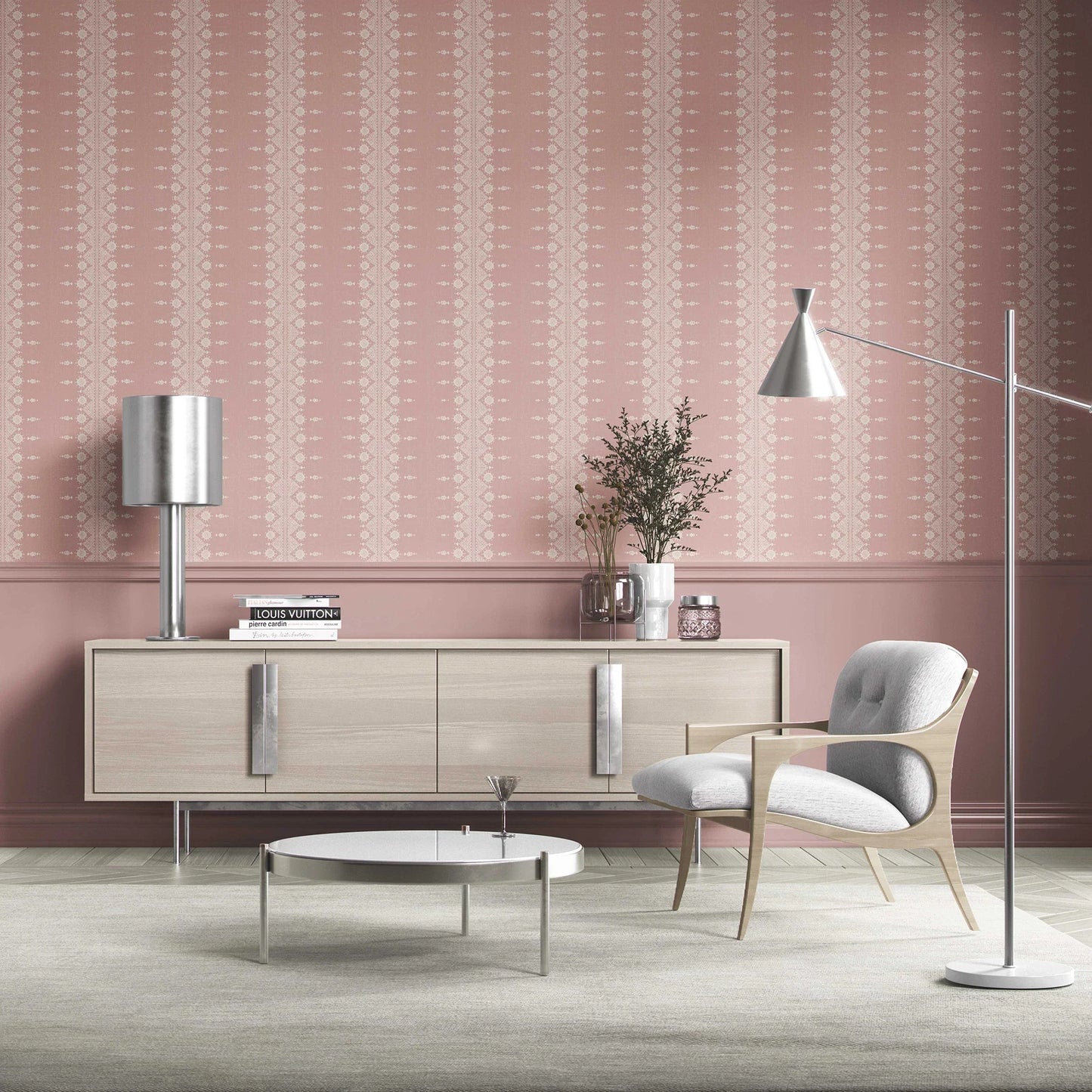 Zari Lineage Wallpaper - Dusty Rosewood
