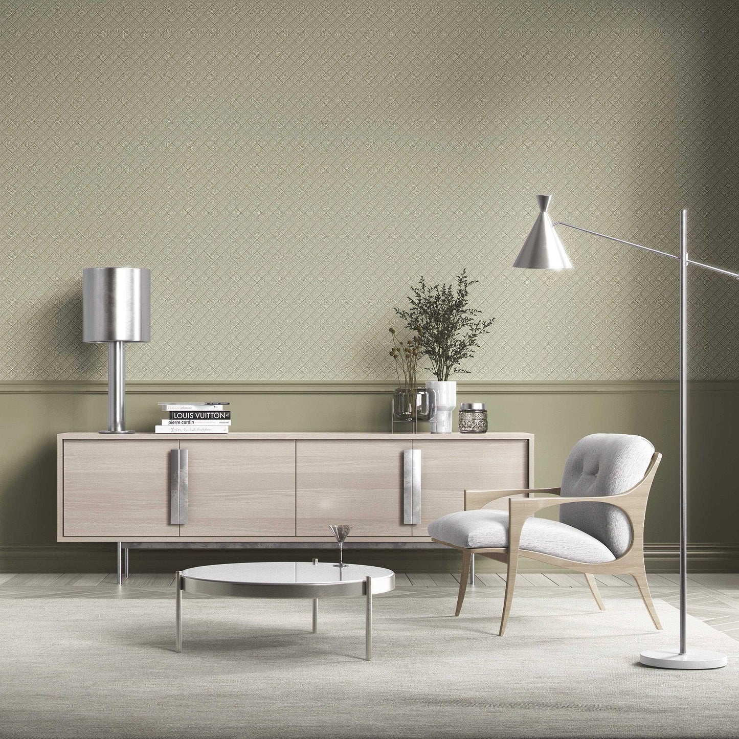 Jaali Echo Wallpaper - Olive Lattice