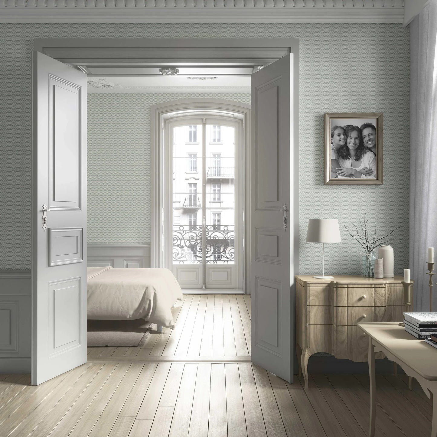 Ikat Reverie Wallpaper - Sage Mirage
