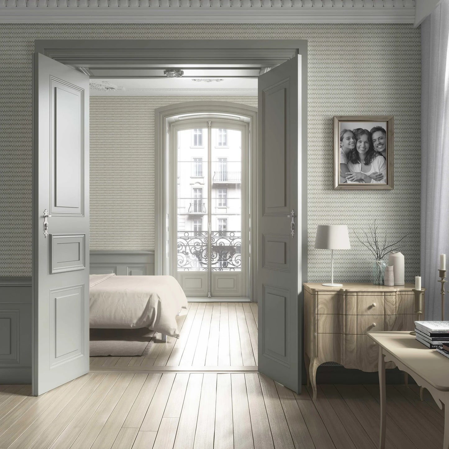 Ikat Reverie Wallpaper - Mossed Ivory