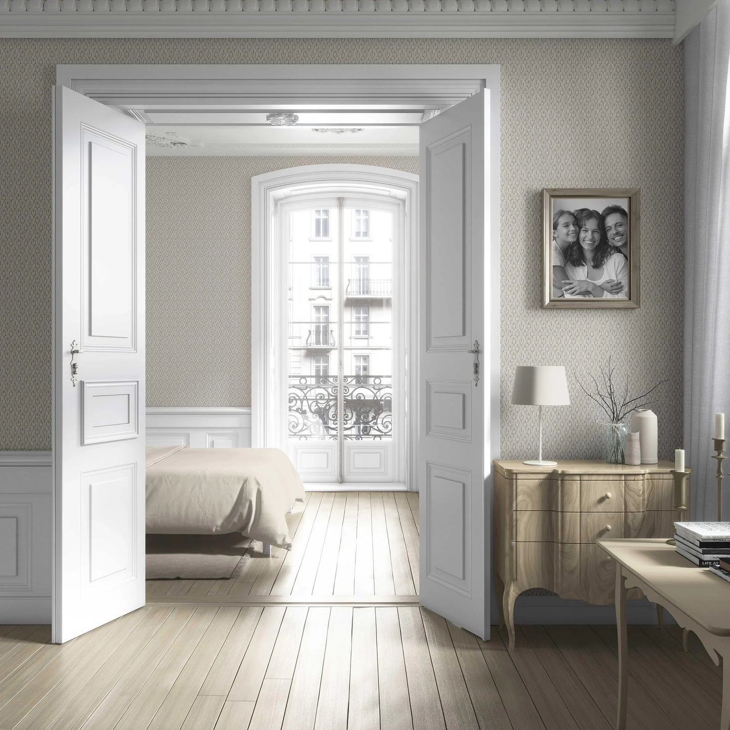 Arched Canopy Wallpaper - Misty Taupe