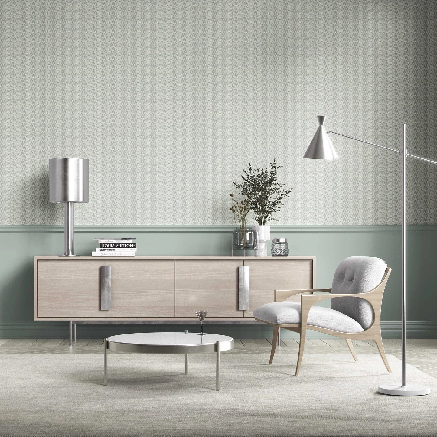 Arched Canopy Wallpaper - Misty Jade