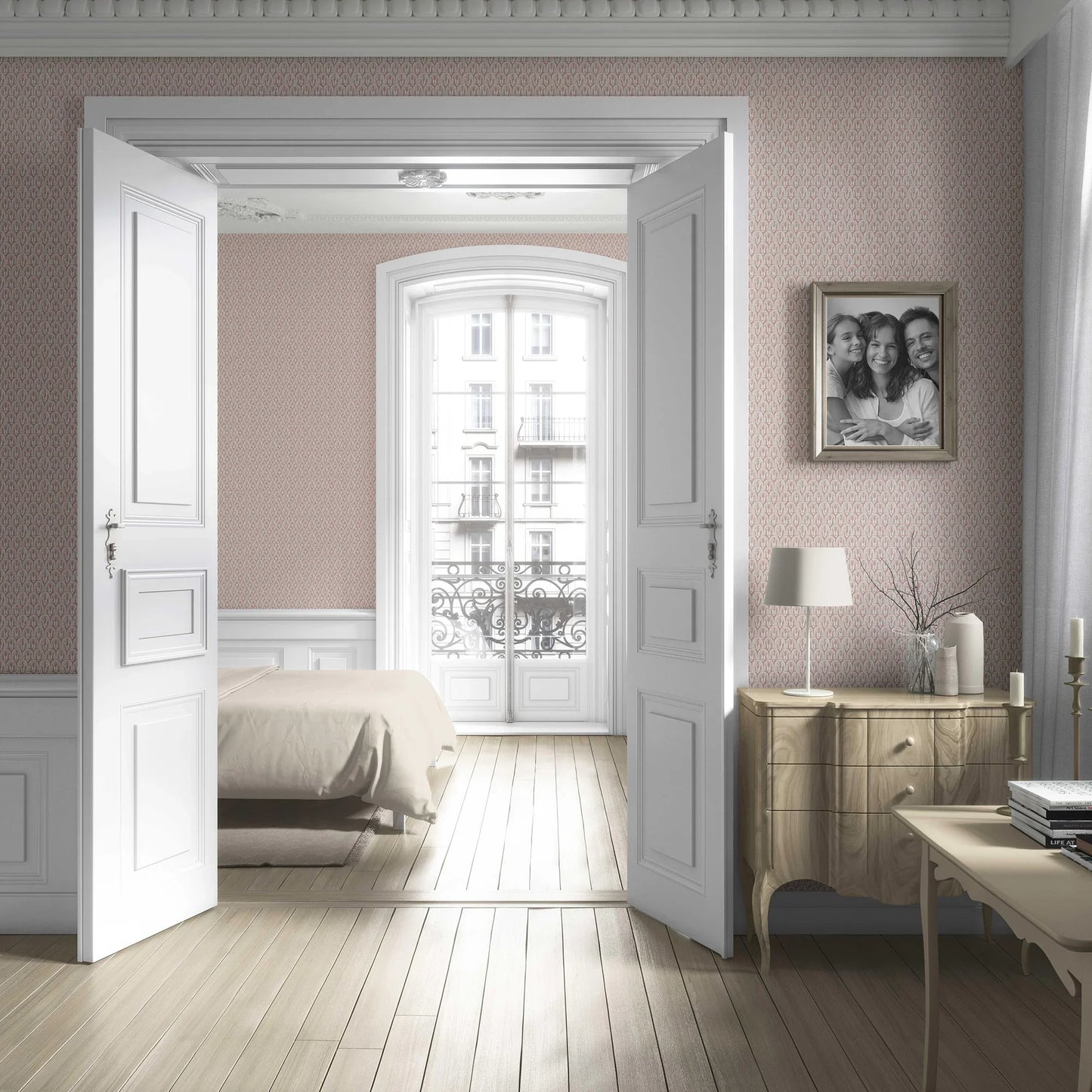 Arched Canopy Wallpaper - Rose Dusk