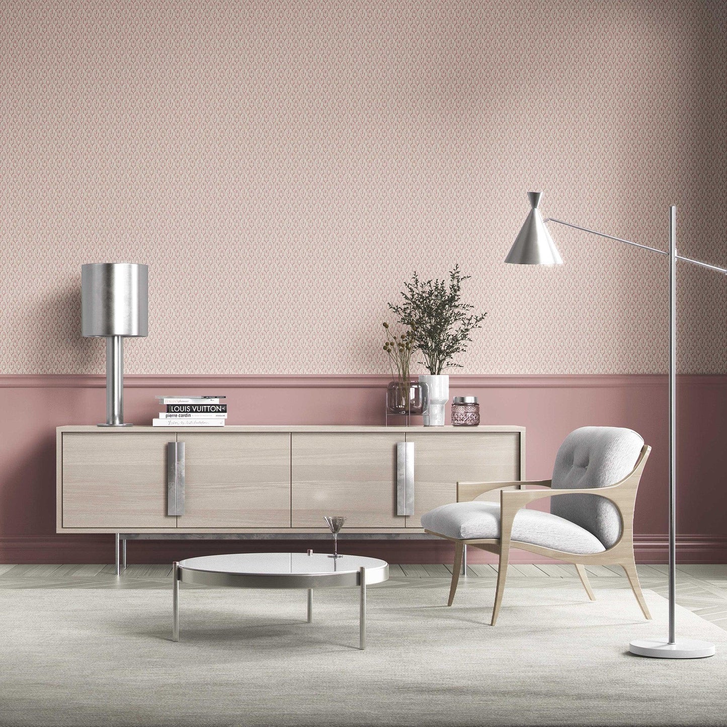 Arched Canopy Wallpaper - Rose Dusk